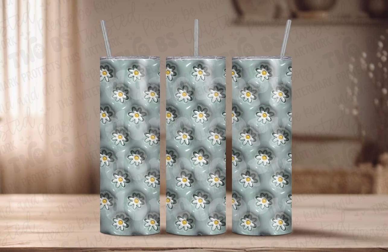 3D Daisy Pattern Tumbler
