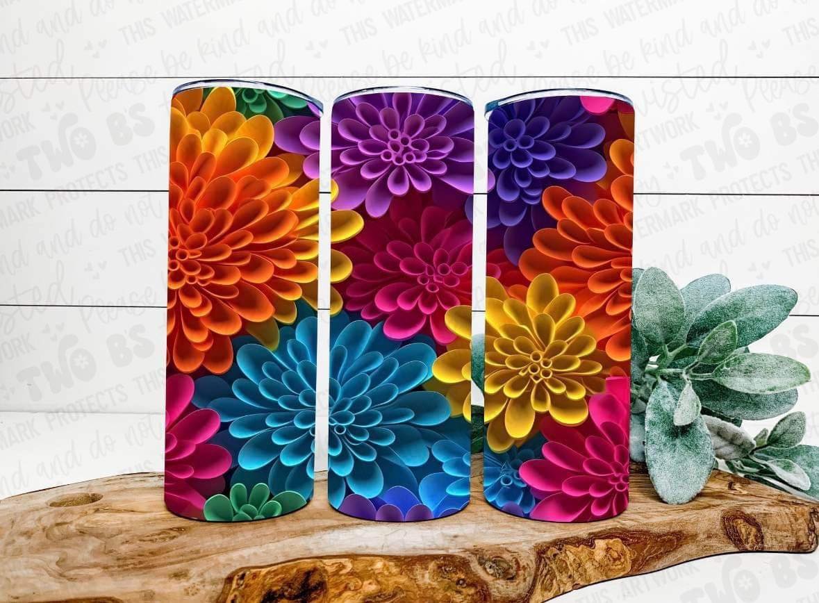 Multicolored Flowers Tumbler