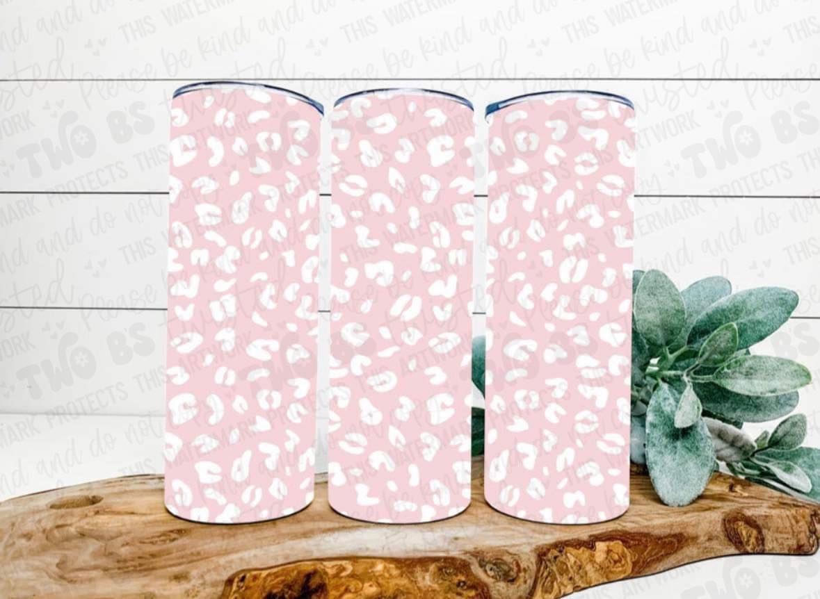 Pastel Pink and White Leopard Tumbler