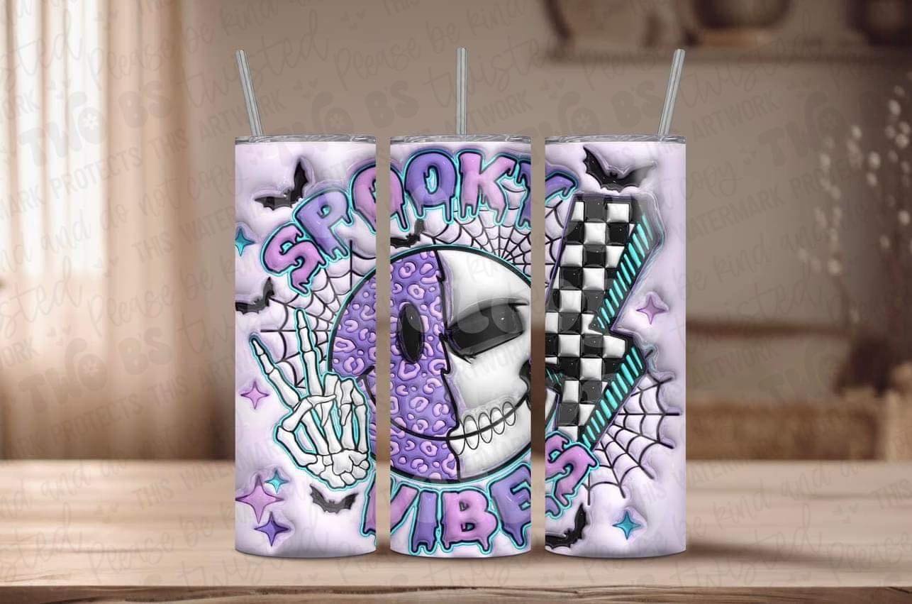 3D Spooky Vibes Skull/Smiley Tumbler