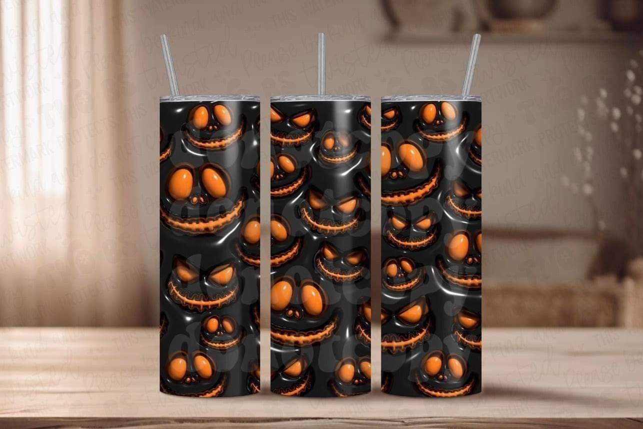 Black and Orange Pumpkin Tumbler
