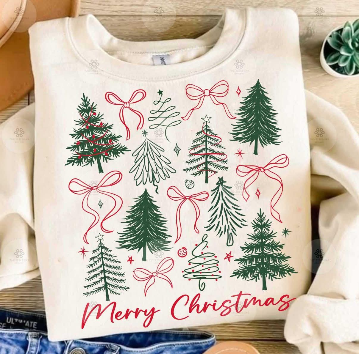 Merry Christmas Bows & Trees