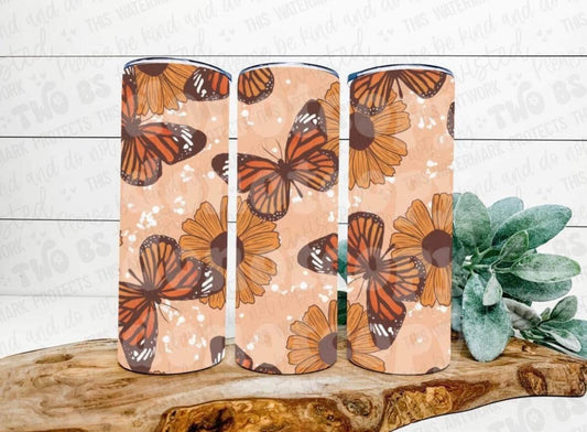 Retro Butterflies and Sunflowers Tumbler