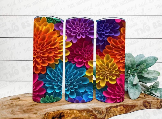 Multicolored Flowers Tumbler