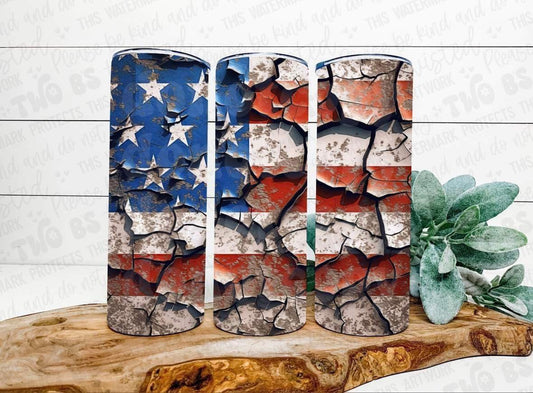 Cracked American Flag Tumbler