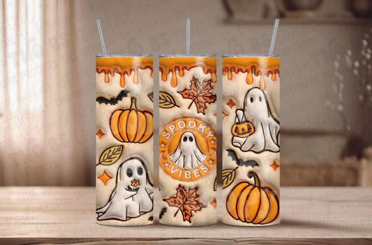 3D Spooky Season Ghost Circle Tumbler
