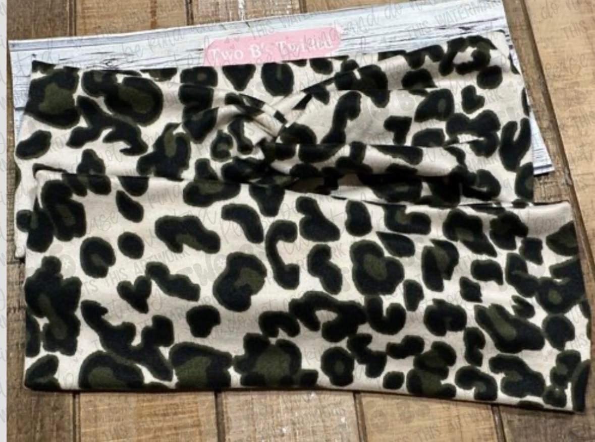 Olive/Black Leopard Twist Headband