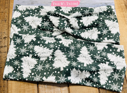Snowy Christmas Trees Twist Headband