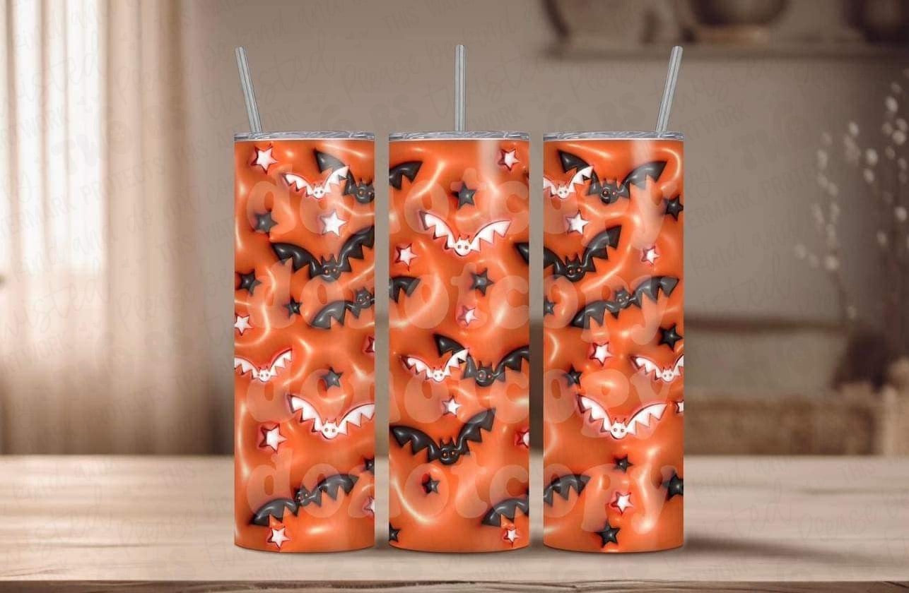 Black and White with Orange Bats Tumbler