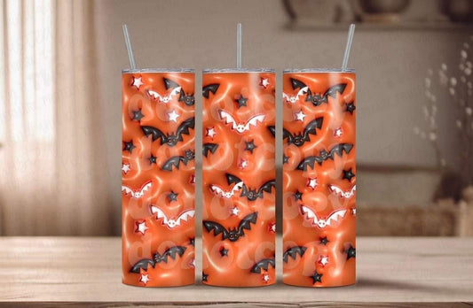 Black and White with Orange Bats Tumbler