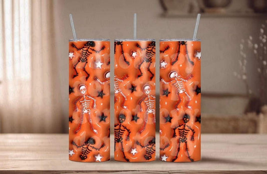 Black and White with Orange Skeletons Tumbler