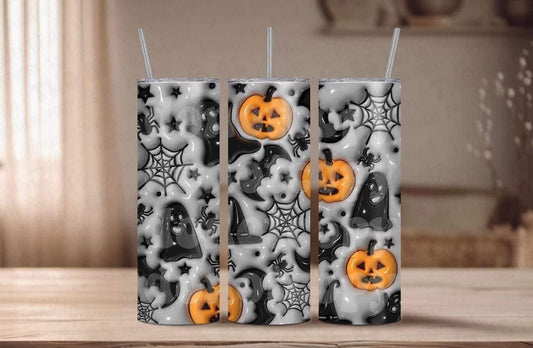 3D Black and Orange Halloween Tumbler